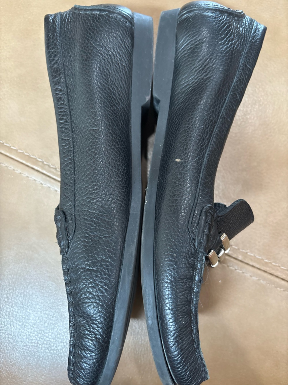 Talbots Black minimalist genuine Leather Slip-On Loafers - Picture 7 of 8